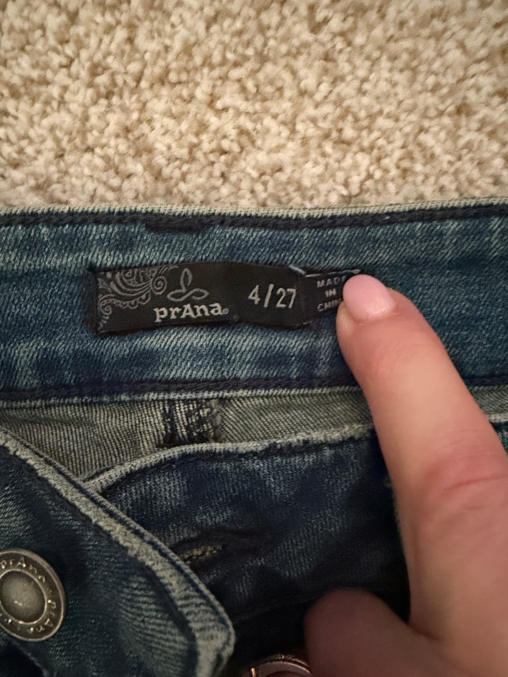 Prana Button-Front Medium Blue Denim Shorts - Picture 2 of 3